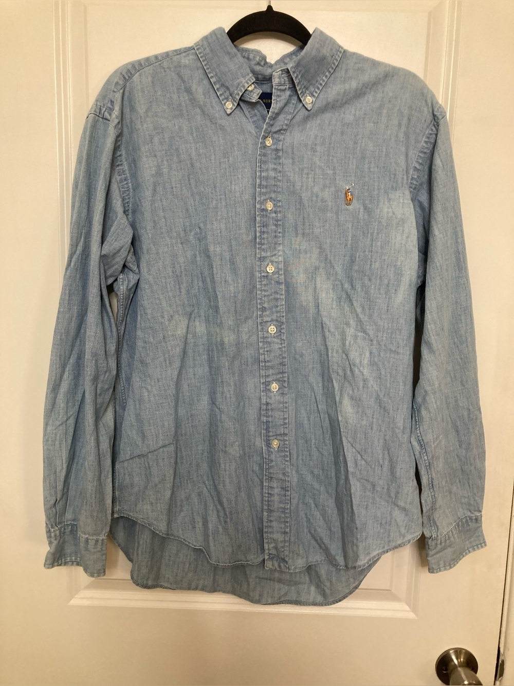 Polo Ralph Lauren Classic Fit Chambray Button Down Blue Shirt Men’s Sz L